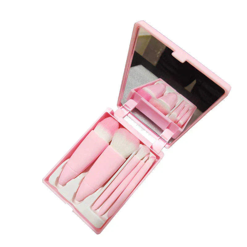 Portable Cosmetic Brush With Mirror Imported