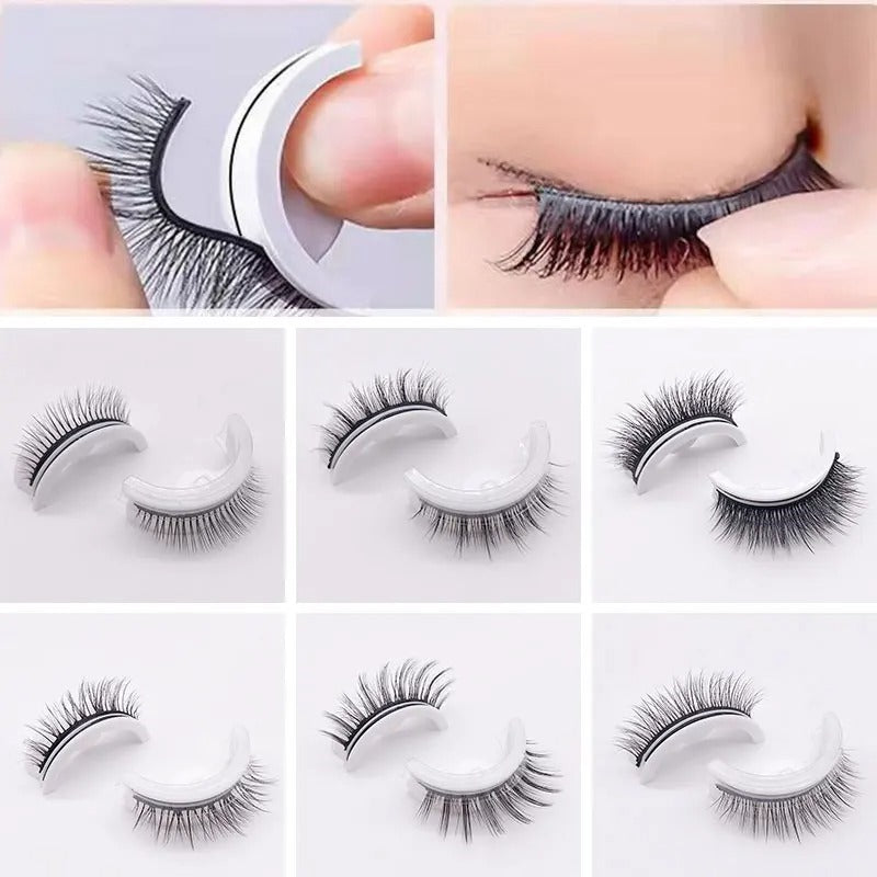 pack of 2 pair Reusable Self-adhesive False Eyelashes 3D Mink Lashes Glue-free Eyelash Extension 3 Seconds to Wear No Glue Needed Lashes